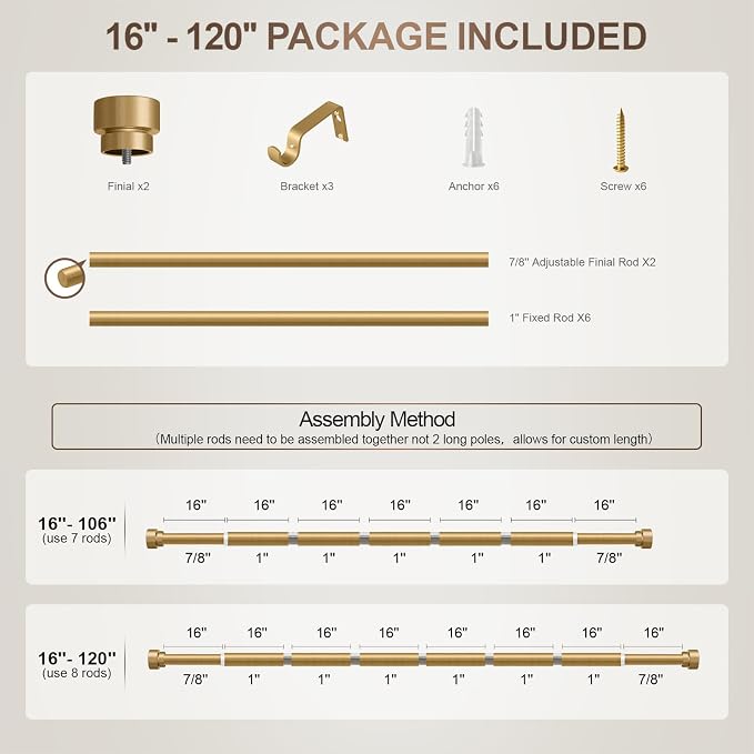 Lootkell Modern Gold Curtain Rods - Image 8