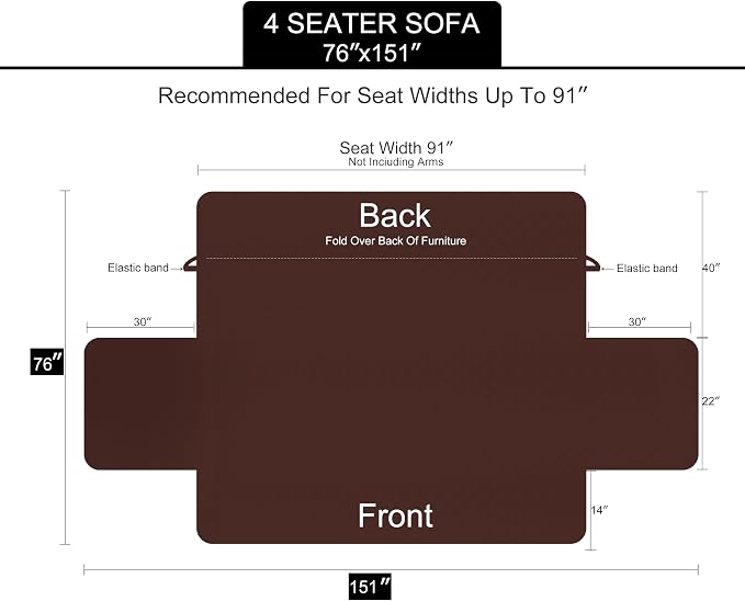 U-NICE HOME 4 Seater Sofa Cover 91 Inch Large Couch Covers - Image 6