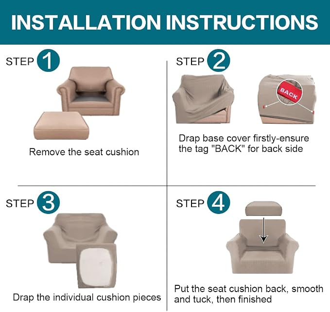 Turquoize 2 Piece Chair Covers Chair Slipcovers - Image 6