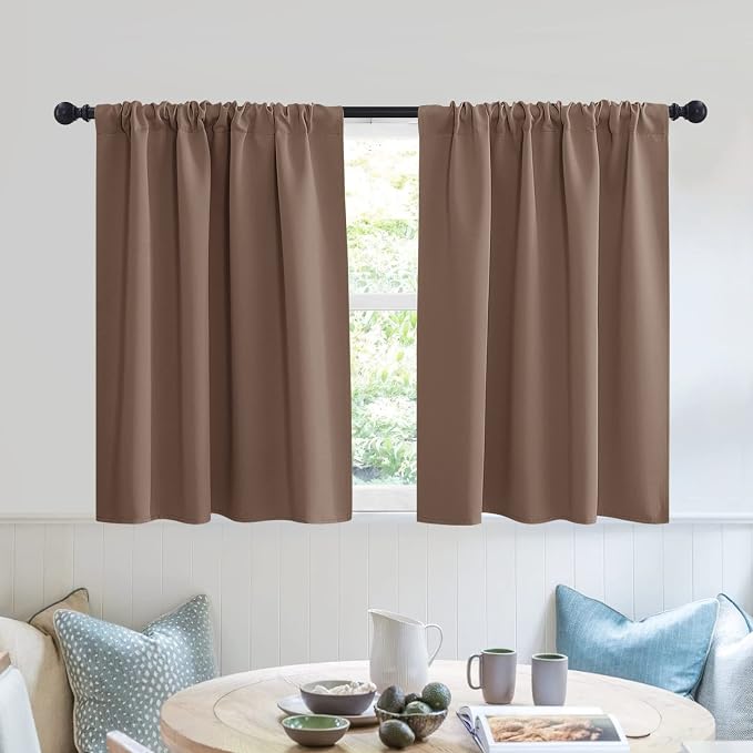 RYB HOME Blackout Privacy Bathroom Window Curtains, Short Thermal Insulated by RYBHOME