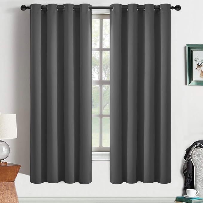 Yakamok Blackout Grey Curtains for Bedroom/Living Room Thermal Insulated by Yakamok