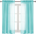 DWCN Aqua Sheer Curtains Semi Transparent Voile Rod Pocket Curtains by DWCN