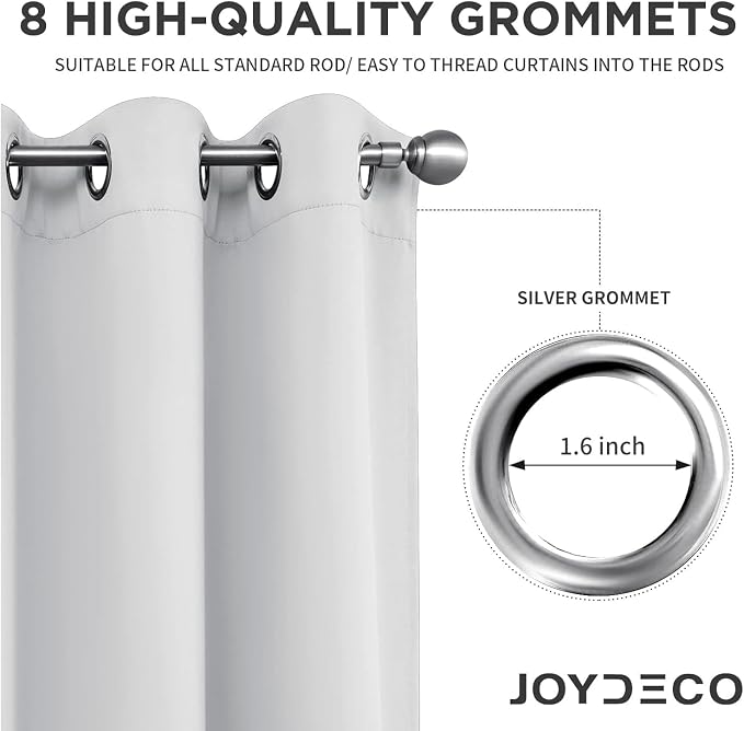 Joydeco White Curtains 95 Inches Long 1 Panel, Thermal Insulated Long Curtains& - Image 4