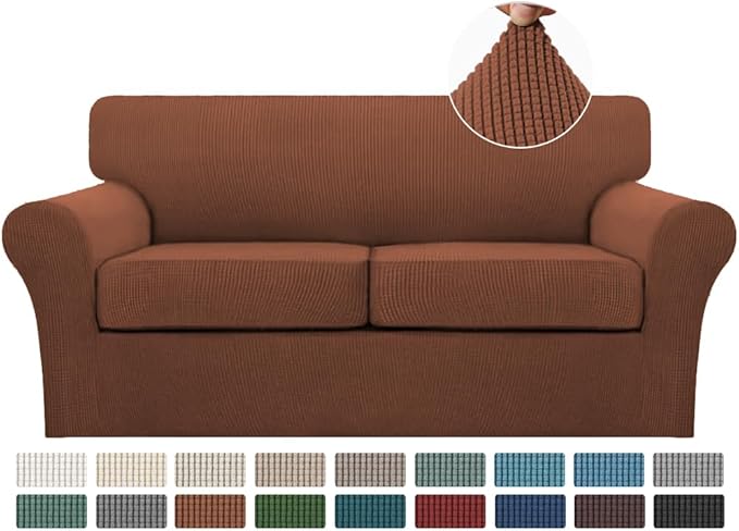Turquoize 3 Piece Sofa Covers for 2 Cushion Couch Sofa Slipcover Soft Couch by Turquoize