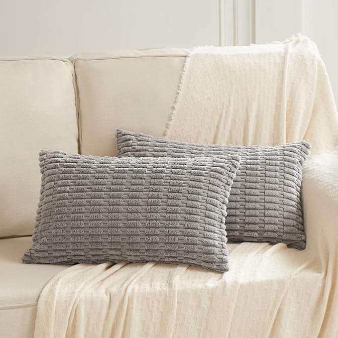 Fancy Homi 4 Packs Grey Decorative Throw Pillow Covers 12x20 Inch - Image 6