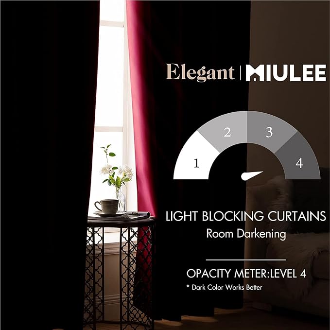 MIULEE Blackout Room Darkening Curtains Thermal Insulated Black Out Drapes - Image 2