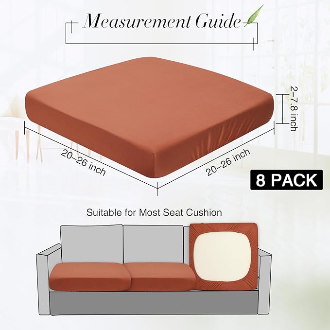 Newwiee 8Pcs Patio Cushion Covers Stretch Outdoor Cushion Cover Replacement - Image 2