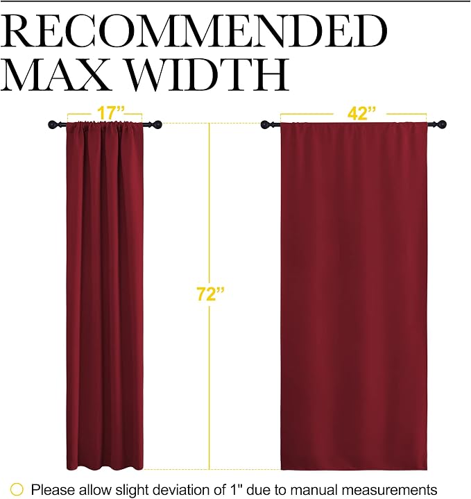 NICETOWN Christmas Burgundy Red Blackout Curtains 72 inches Long, Privacy Room - Image 7