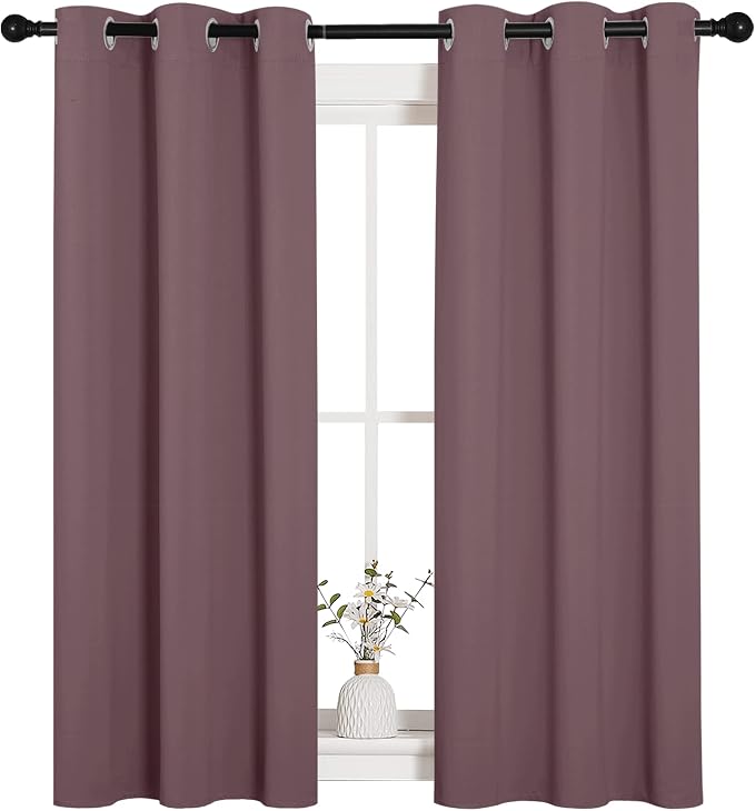 NICETOWN Window Curtain Panels, Dry Rose, 1 Pair, 34 by 54-inch, Thermal - Image 2