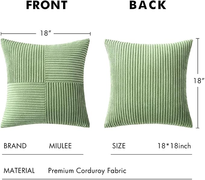 MIULEE Sage Green Decorative Throw Pillow Covers 18x18 Inch - Image 6