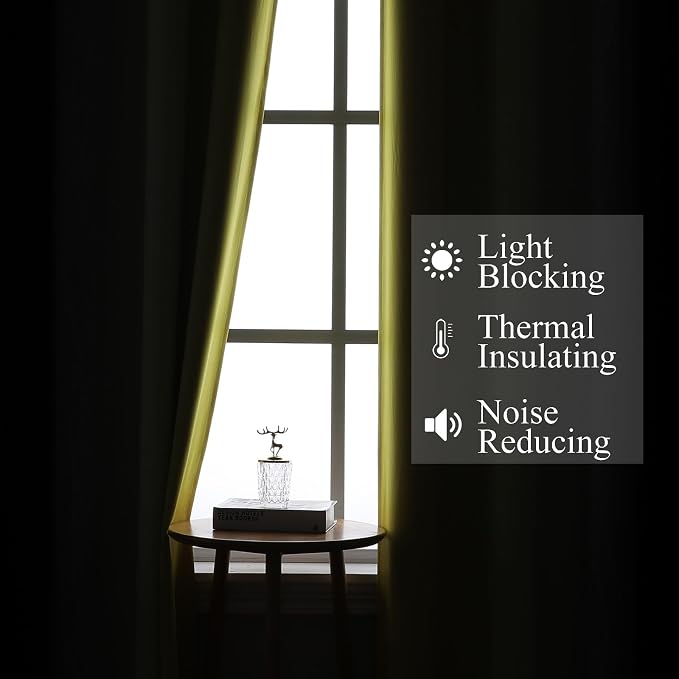 Estelar Textiler Black and Yellow Blackout Curtains 45 Inch Length, Full Light - Image 3