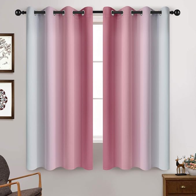 Yakamok 63 Inch Length Ombre Curtains, Thermal Insulated Grommet Window Drapes - Image 2