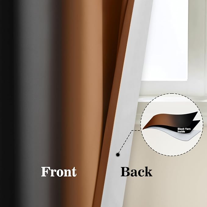 Yakamok Blackout Ombre Burnt Orange and Black Curtains-Gradient Room Darkening - Image 5