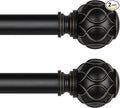 2 Pack Black Curtain Rod, Heavy Duty 1 Inch Decorative Curtain Rods by Wolistsa