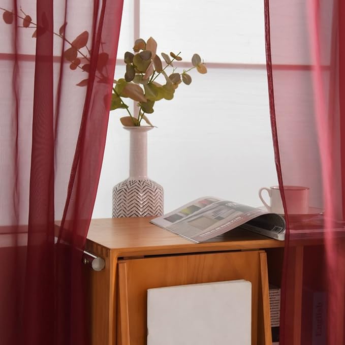 SpaceDresser Sheer Voile Window Treatment Rod Pocket Curtain Panels - Image 4