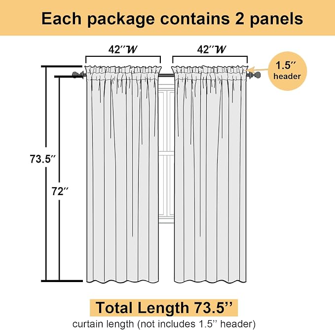 Lecloud Aqua Sheer Curtains for Living Room 72 Inches Long 2 Panels, Dual Rod - Image 3