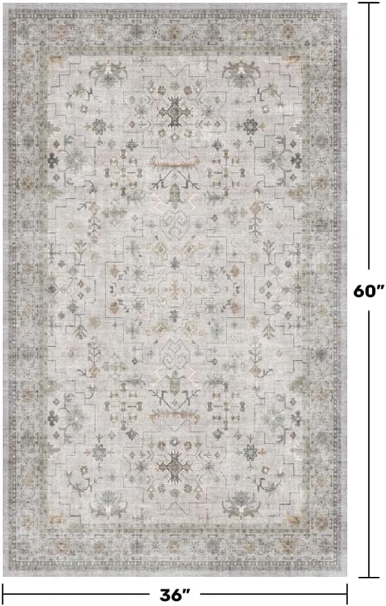 Light Grey 3x5 Large Boho Bathroom Rug - Image 2
