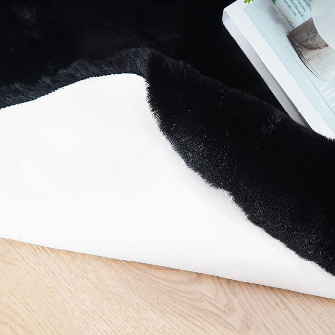 Ghouse Soft Faux Sheepskin Fur Rug Runner Rug 2x6 Black Fluffy Bedside Plush - Image 6