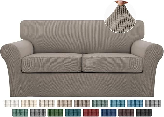 Turquoize 3 Piece Sofa Covers for 2 Cushion Couch Sofa Slipcover Soft Couch by Turquoize