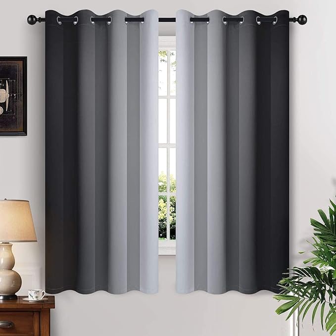 Yakamok Light Blocking Ombre Curtains, Room Darkening Grommet Window Drapes by Yakamok