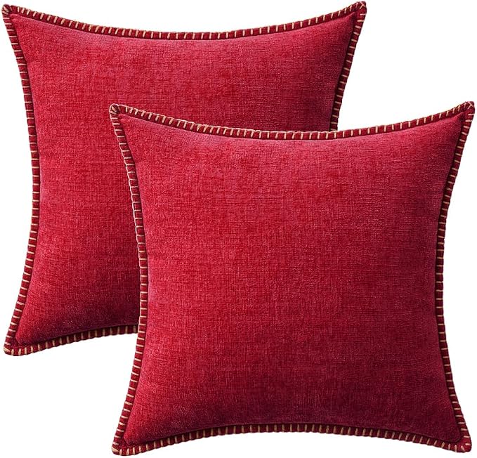 MIULEE Pack of 2 Christmas Pillow Covers 18x18 Inch Red Farmhouse Decorative - Image 9
