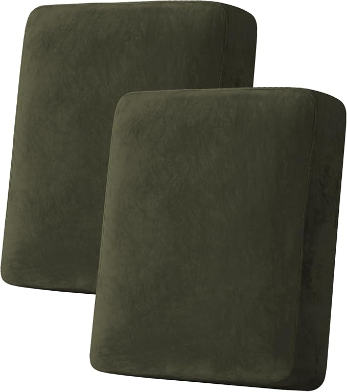 H.VERSAILTEX Velvet Stretch Couch Cushion Cover Plush Cushion Slipcover by HVERSAILTEX