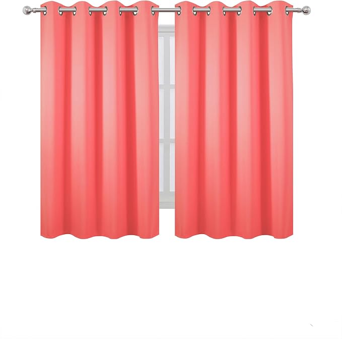 LEMOMO Blackout Curtains 52 x 45 inch Coral Curtains Set of 2 Panels/Thermal - Image 2