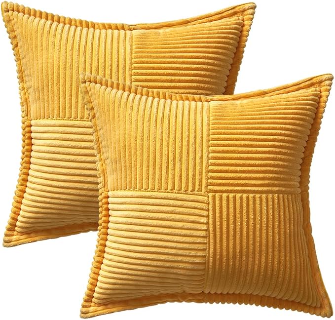 MIULEE Golden Yellow Corduroy Pillow Covers 18x18 Inch - Image 6