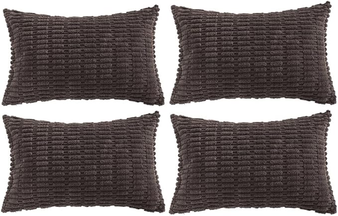 Fancy Homi 4 Packs Boho Dark Brown Decorative Throw Pillow Covers 14x24 Inch by Fancy+Homi