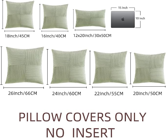 Fancy Homi 2 Packs Sage Green Decorative Throw Pillow Covers 16x16 Inch - Image 7