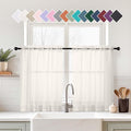 Ivory Small Sheer Curtains 2 Panels Set, Kitchen Curtains 36 Inch Length by Home