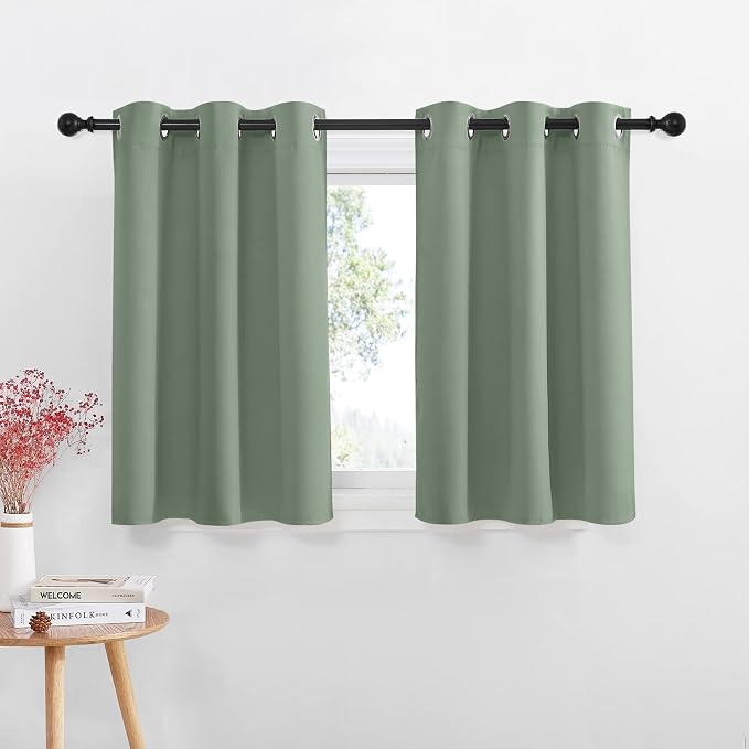 NICETOWN Rustic Kitchen Curtains, Country Grommet Room Darkening Short Curtains by NICETOWN