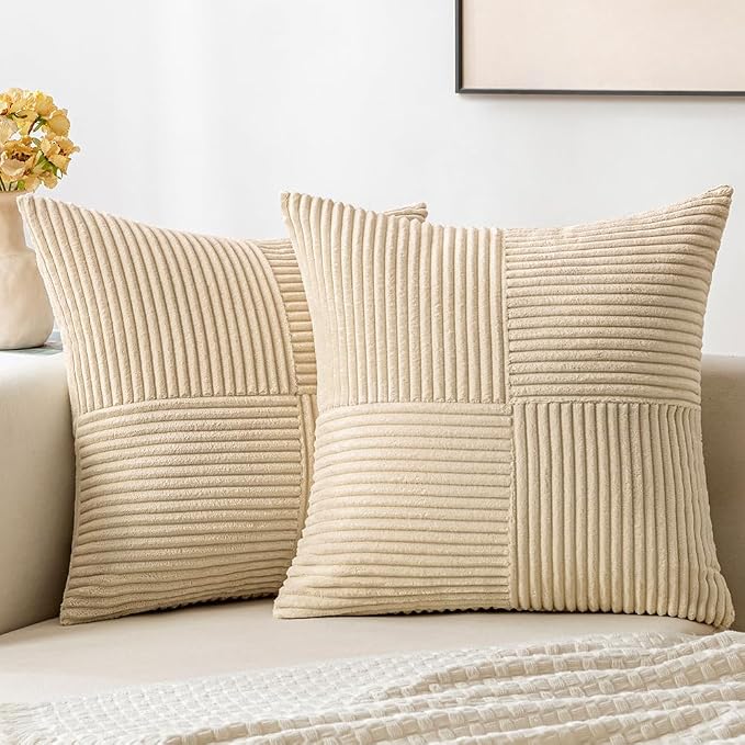 MIULEE Cream Decorative Throw Pillow Covers 18x18 Inch by MIULEE