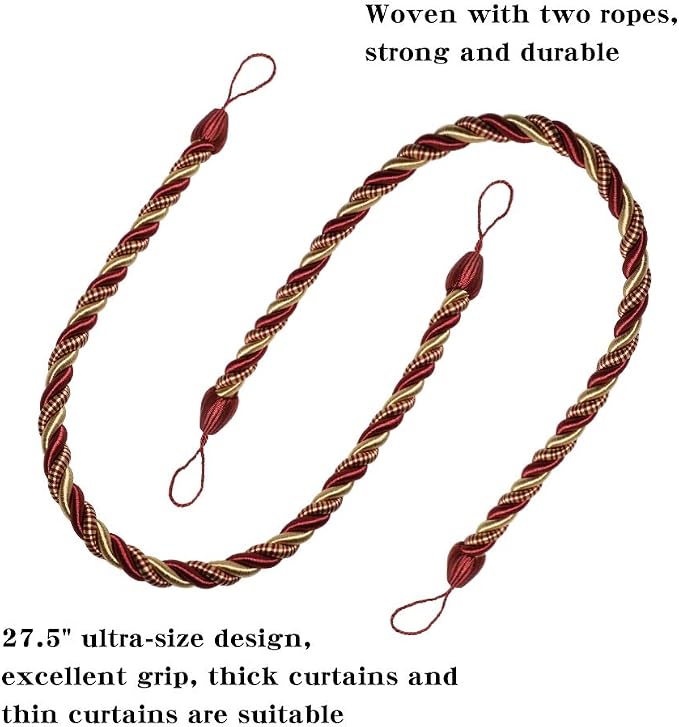 BEL AVENIR Curtain Ropes Tiebacks Tie-Backs, Curtain Handmade Holdbacks - Image 3