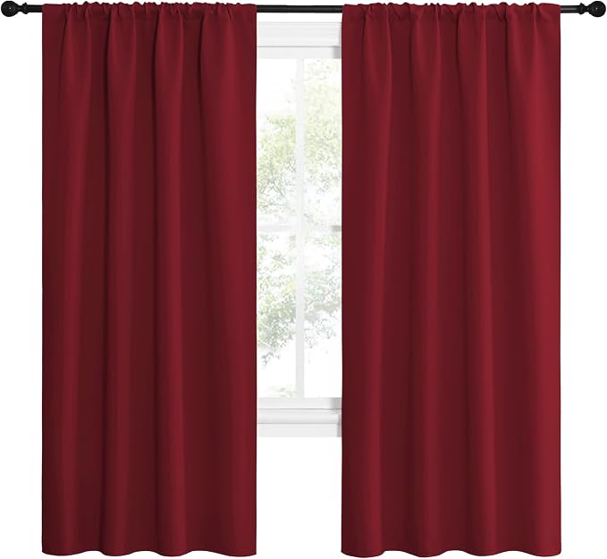 NICETOWN Christmas Burgundy Red Blackout Curtains 72 inches Long, Privacy Room - Image 2