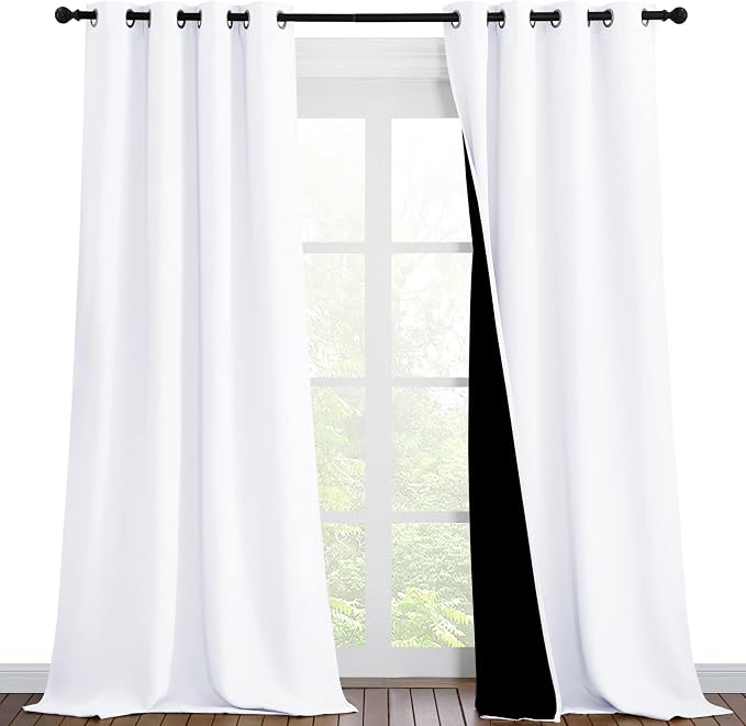 NICETOWN White Blackout Curtains 90 inches Long, Full Light Blocking Drapes by NICETOWN