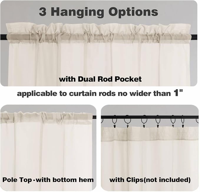 Chyhomenyc Extra Long Cream Sheer Curtains 108 Inches Long 2 Panels, Light - Image 5