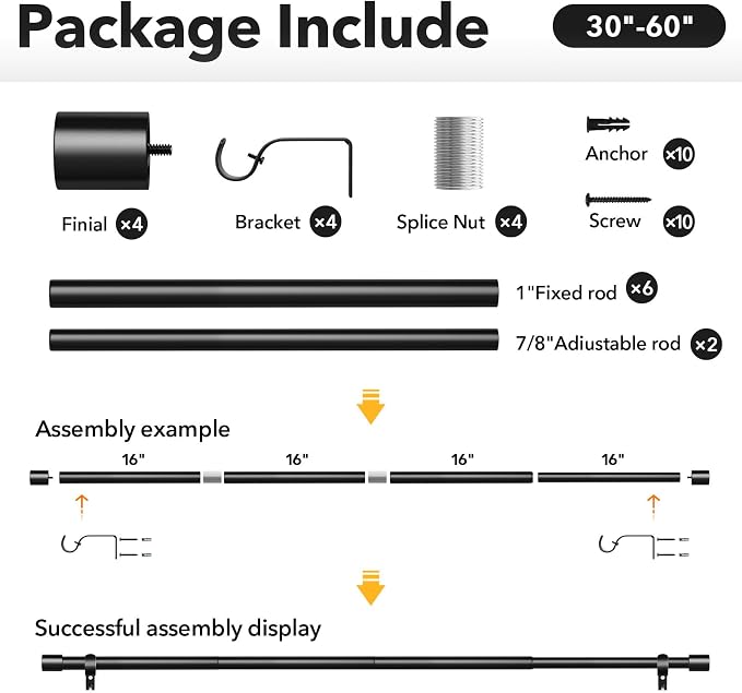 IFELS 2 Pack Heavy Duty Curtain Rods - Image 7