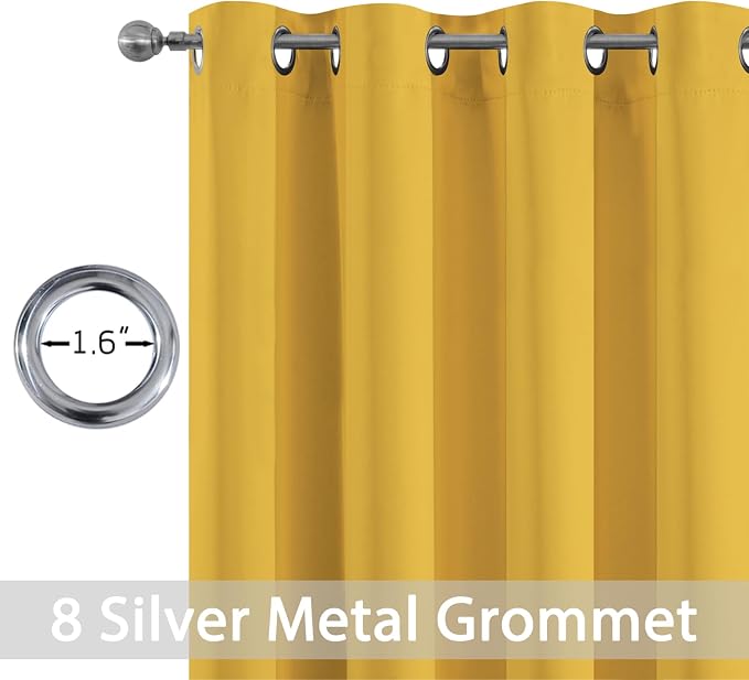 Yakamok Wide Thermal Blackout Patio Door Curtain Panel, Mustard Yellow Grommet - Image 2