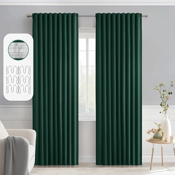 MIULEE Christmas Hunter Green Back Tab Blackout Curtains 84 Inch Length 2 by MIULEE