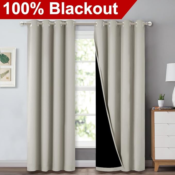 NICETOWN 100% Blackout Window 84in Curtain Panels, Cold and Light Blocking - Image 2