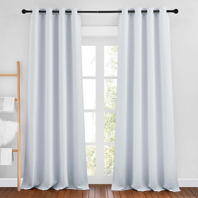 NICETOWN Greyish White Curtains 96 inches Long, Grommet Thermal Insulated by NICETOWN