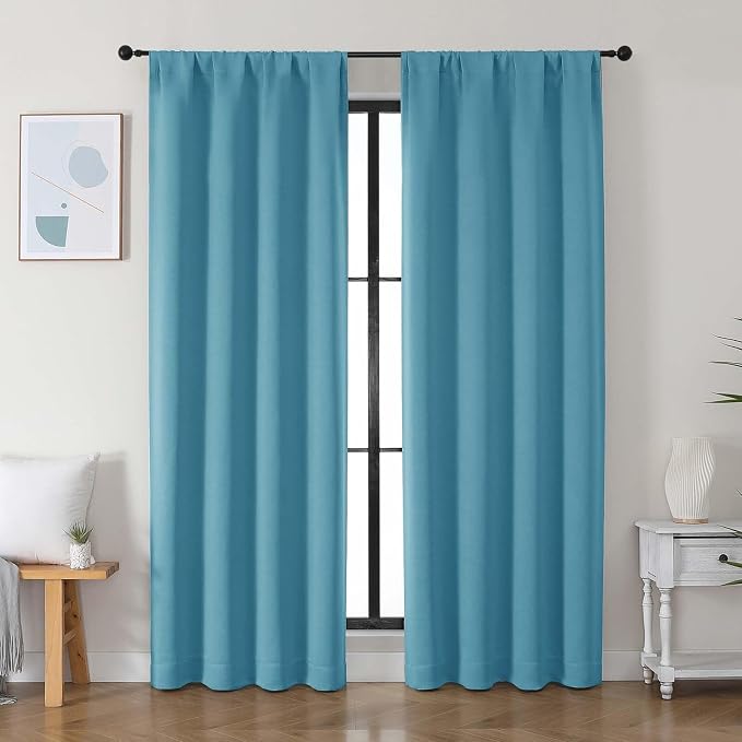 Simplebrand Ava Turquoise Blackout Curtains by Simplebrand