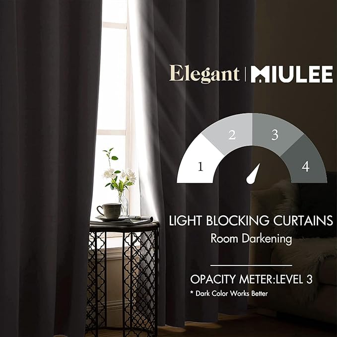 MIULEE 90" Long Room Darkening Curtains Thermal Insulated Drapes Solid Window - Image 2
