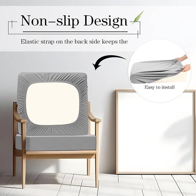 Newwiee Set of 4 Stretch Patio Cushion Covers Sofa Couch Seat Chair Slipcovers - Image 5