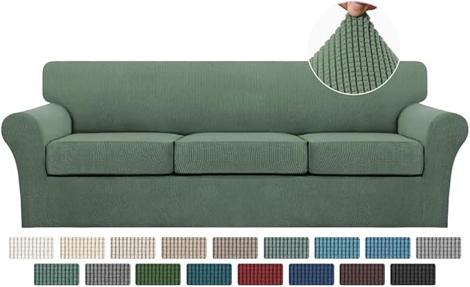 Turquoize 4 Piece Sofa Covers for 3 Cushion Couch Sofa Slipcover Soft Couch by Turquoize
