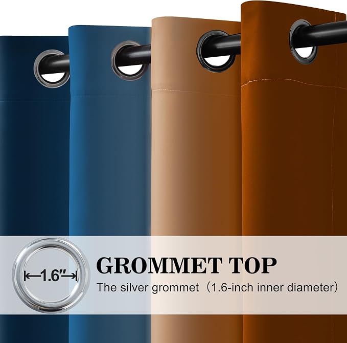 Yakamok Blackout Ombre Dark Blue and Burnt Orange Curtains-Gradient Room - Image 3
