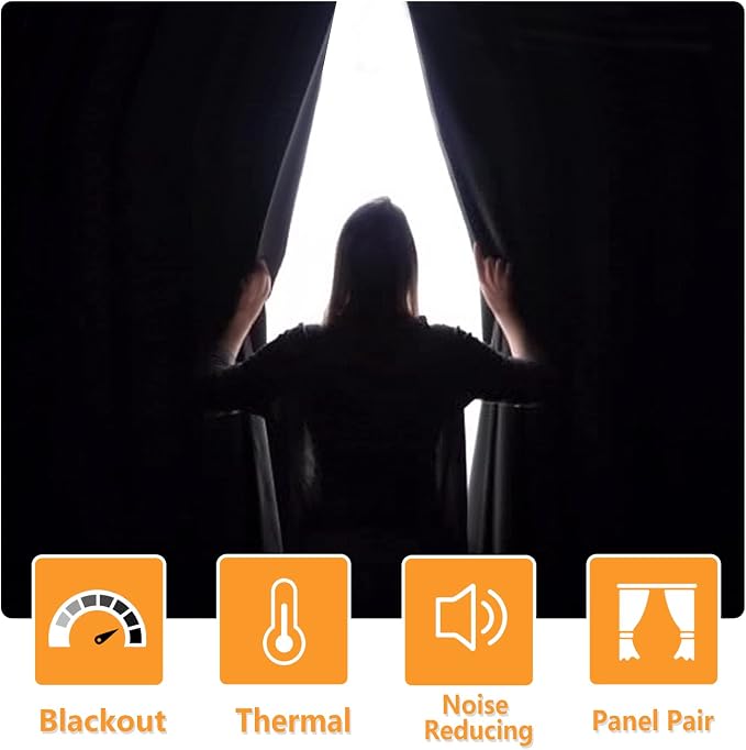 Blackout Curtains for Bedroom, Pumpkin Orange, 52 x 45 Inch | Thermal Insulated - Image 3