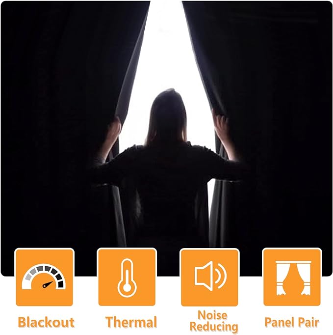 Blackout Curtains for Bedroom, Olive Green, 52 x 45 Inch, 2 Panels | Thermal - Image 2