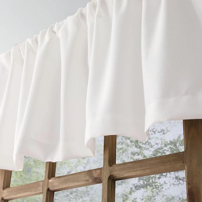 Faux Linen Valance for Windows Kitchen Living Room Valances Rod Pocket - Image 3